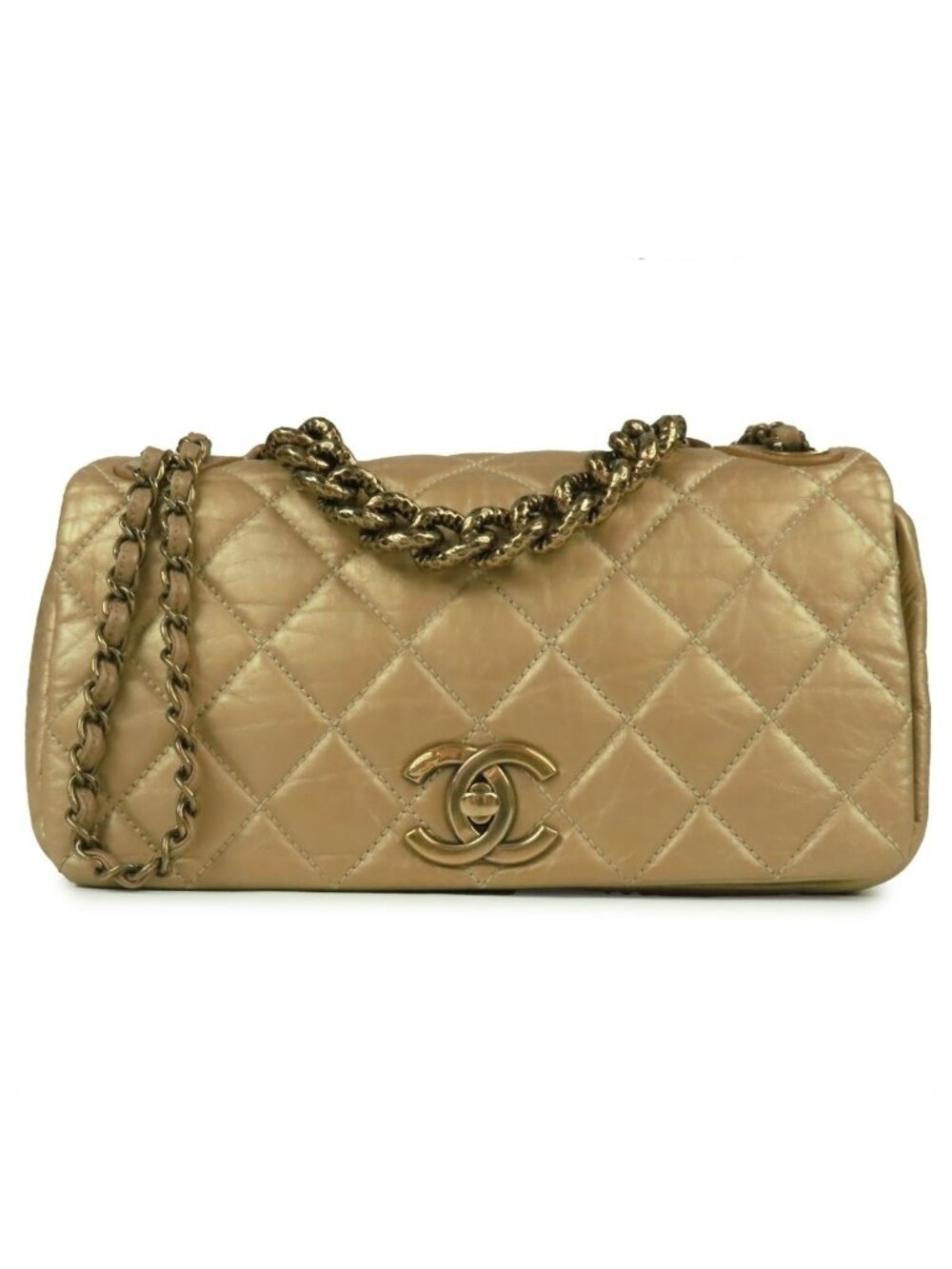 Chanel Paris Bombay Flap Gold Calfskin 2-Way Shoulder Bag